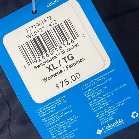 Columbia Switchback III Hooded Packable Jacket navy blue size XL - Picture 6 of 9